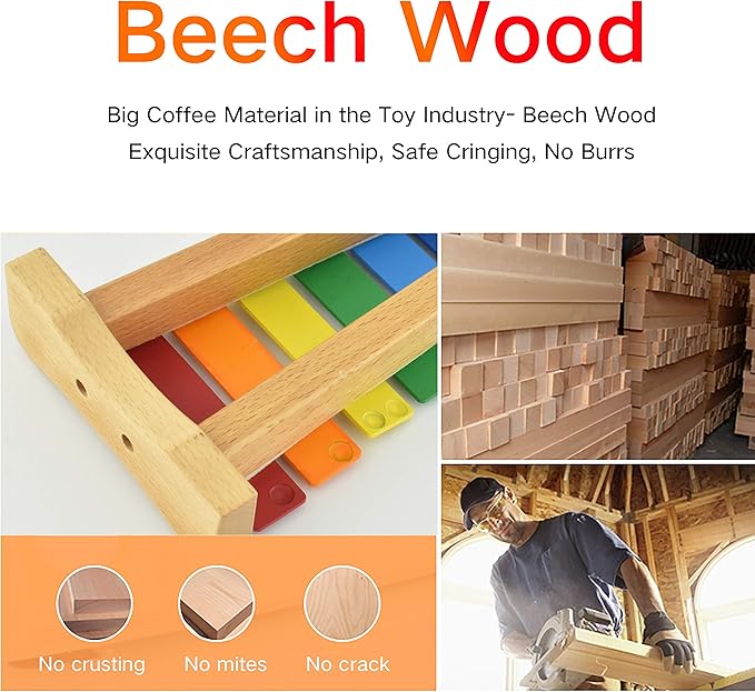 MUSICUBE Xylophone with Harmonica for Kids Orff Instruments Wooden Xylophone with Mallets Toddler Baby Musical Instrument Educational Music Toys Christmas Day Gifts for Boys Girls