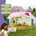 schleich Horse Club - 60PC Little Horseshoe Open Stable Playset - With 2 Horse Figurines, Action Figure, Stable and Accessories - Toy Horses for Girls and Boys - Kids Ages 5+ | 42703