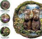Jigfoxy Wooden Puzzles for Adults, Otter Couple Wood Puzzles Adult, Unique Animal Shape Wooden Jigsaw Puzzles for Adults, Birthday Gifts for Puzzle Lovers Family Friend (M-11 * 11.4in-193pcs)