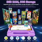 Tablet for Kids, 10.1 inch IPS HD Touchscreen Android 14 64 GB Storage, 8GB RAM, Octa Core Kids Tablet, Parental Controls, 12-hr Battery, WiFi, GPS - Purple