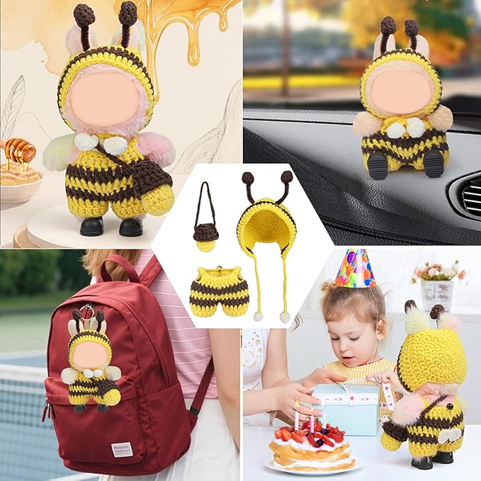 Handmade 17cm Doll Clothes - 17 cm Doll Outfits with Bee Animal Style Outfits and Cute Accessories Bag Hat for Dress Up Dolls, Keychain Decoration, Pendant Gift