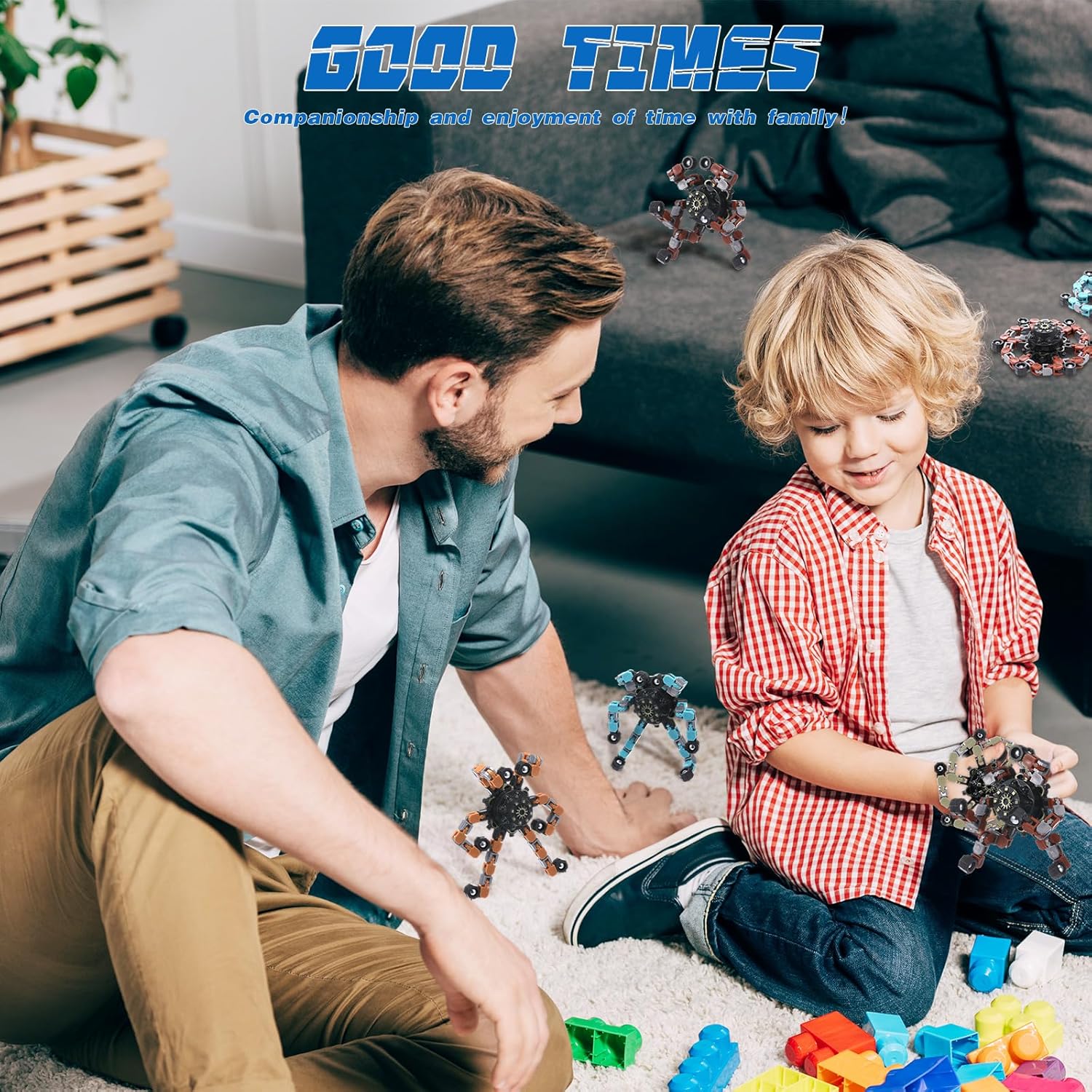 72 Pcs Transformable Fidget Spinners Bulk Robot Sensory Fidget Toys Stress Relief Spinner DIY Deformation Mechanical Gyro Toys Easter Party Favors for ADHD Autism Kids Adults