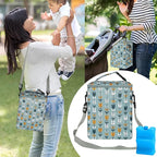 Breastmilk Cooler Bag with Ice Pack Fits 4 Baby Bottles Up to 9 Ounce Insulated Baby Bottle Bag Breast Milk Cooler on The Go with Strap Baby Bottle Cooler Bag for Nursing Mom Daycare or Travel
