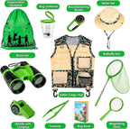 INNOCHEER Kids Explorer Kit & Bug Catcher Kit & Safari Costume Kit, Outdoor Exploration Set with Hat, Vest, Butterfly Net and Bugs Book for Boys Girls 3-12 Years Old (Camouflage Green)