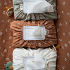 Baby Wipes Cover – Universal Size, One Size Fits All Wipes Packages | Muslin Cotton Tissue Cover for Nursery, Diaper Bag & Changing Table, Station | Gingham & Neutral Patterns (Beige Daisy)