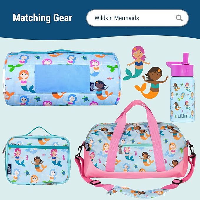 Wildkin 15-inch Kids Backpack – Durable, Padded, Adjustable for School & Travel - Mermaids