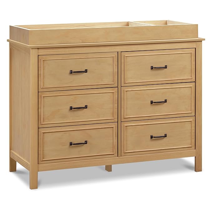 DaVinci Charlie 6-Drawer Baby Dresser - Wooden Double Chest of Drawers for Kids, Boys and Girls - Multi-Purpose Storage Dresser for Bedroom, Nursery, Living Room & Hallway, Easy to Assemble - Honey