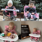 PandaEar Portable Baby Seat Travel| Compact Fold with Straps for Indoor/Outdoor Use| Great for Camping, Beach, Lawn |Toddlers, Kids, Boys, Girls (Pink)