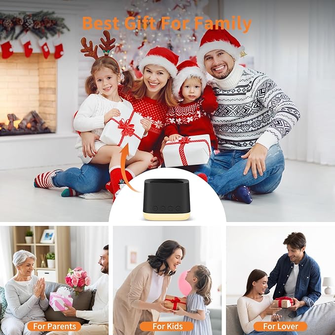 Portable Sound Machine,Mini Travel White Noise Machine for Sleeping with Breathing Night Light, 16 Soothing Sounds, Timer, Rechargeable Brown Noise Sound Machine for Sleep,Adults,Office Privacy(Black)