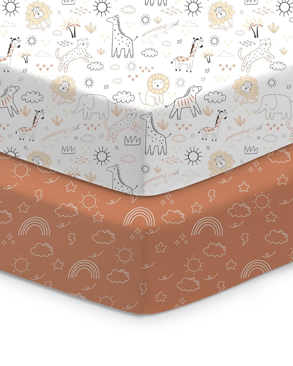 Baby Crib Sheets Boy Girl for Standard Crib Mattress - Orange Cloud and Rainbow Design Crib Sheet, Ultra Soft, Durable, Comfortable Fitted Crib Sheet, 28''x52''x9'' Deep Pocket