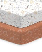 Baby Crib Sheets Boy Girl for Standard Crib Mattress - Orange Cloud and Rainbow Design Crib Sheet, Ultra Soft, Durable, Comfortable Fitted Crib Sheet, 28''x52''x9'' Deep Pocket