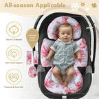 Infant Car Seat Insert, 2-in-1 Head & Body Carseat Support for Baby Newborn Toddler with Strap Covers, Reversible Ultra-Soft Cushion for Baby Carseat, Stroller, Swing & Bouncer