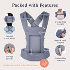 Beco Gemini Baby Carrier from Newborn to Toddler - Certified Ergonomic Newborn Baby Carrier for Infants and Children of 7-35 lbs - M Shape, Adjustable Seat, 100% Cotton (Carina Nebula)