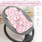 Infant Car Seat Insert, Soft Baby Car Seat Head & Body Support for Girl Boy, Reversible Newborn Preemie Carseat Insert Cushion with 3 Straps Pads, Fits Car Seat, Stroller, Swing, Bouncer, Pink Bow