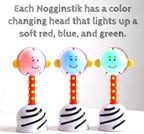 NogginStik Light-up Developmental Rattle - Color Changing, Textured for Grasping, Mirror & Rattle Sound - Sensory Toy for Babies, Ages 0-12 Months