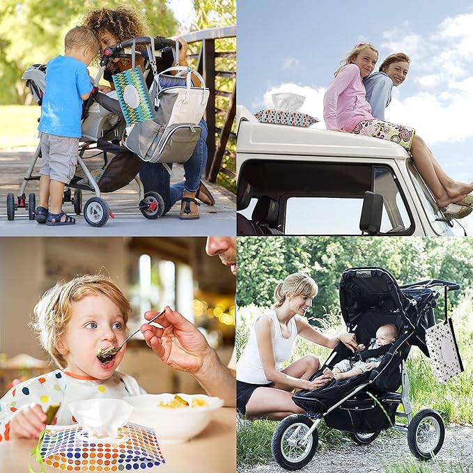 FEBSNOW 4 Pack Baby Wipe Dispenser, Portable Wet Wipe Holder Container, Reusable Wipes Dispenser Cases, Lightweight Travel Wet Wipe Pouch