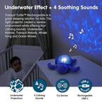 Cloud b Ocean Projector Nightlight with 2 White Noises & 2 Soothing Sounds | Adjustable Settings | Cry Sensor | Tranquil Turtle - Ocean (Rechargeable)