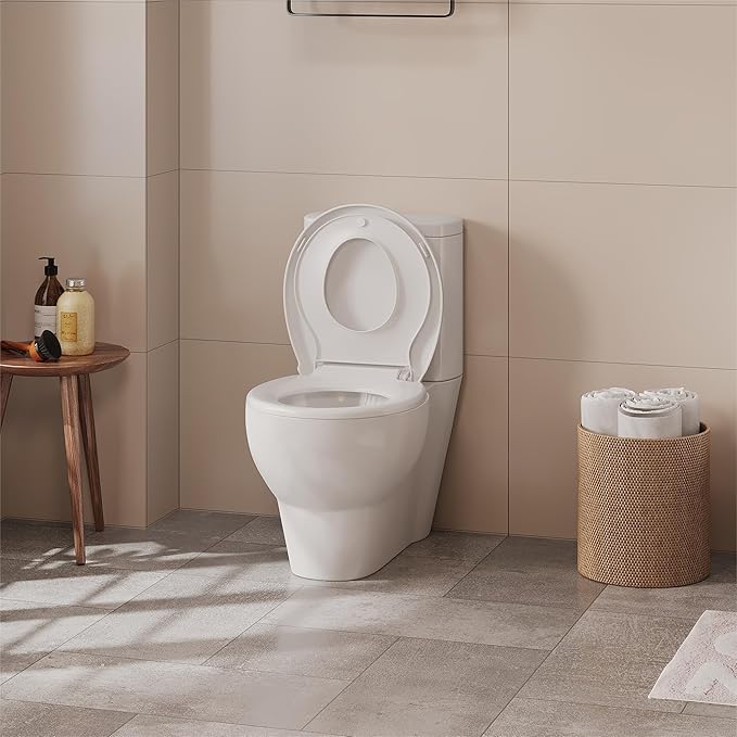 Round Toilet Seat with Toddler Seat – PP Quick Release Potty Training Toilet Seat Cover, White 2-in-1 Design for Children & Adult Toilets