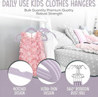 50 Premium Kids Velvet Hangers - 14'' Non-Slip, Ultra-Slim & Space-Saving Hangers - 360° Swivel Hook, Strong & Durable for Children & Preteens - Purple