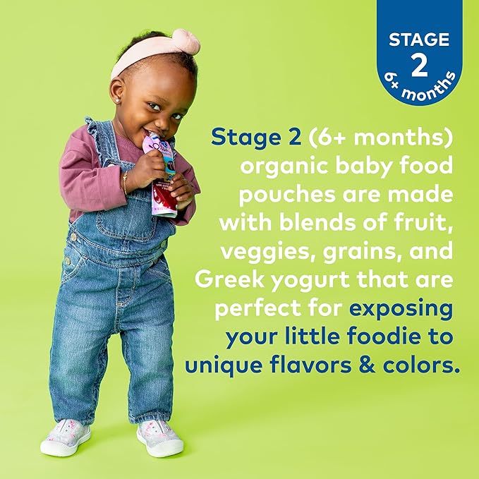 Plum Organics Stage 2 Organic Baby Food - Pear, Purple Carrot, and Blueberry - 4 oz Pouch (Pack of 12) - Organic Fruit and Vegetable Baby Food Pouch