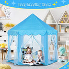 Monobeach Princess Tent Girls Large Playhouse Kids Castle Play Tent with Star Lights Toy for Children Indoor and Outdoor Games, 55'' x 53'' (DxH) (Blue Prinecss Tent with Little Star Lights)