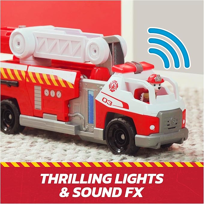 Paw Patrol Fire Rescue: Rapid Reload Fire Truck with Marshall Figure, Quick-Fire Launcher, Lights & Sounds, Kids Toys for Boys & Girls Ages 3 and Up
