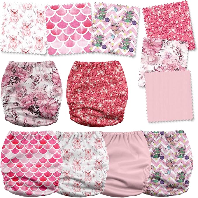 Mama Koala 3.0 Cloth Diapers for Babies, 6 Pack One Size Washable and Reusable Pocket Diapers for Newborns and Toddlers (Lovely Pink)