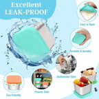 Stainless Steel Snack Containers for Kids,7.2oz Easy Open Leak Proof Reusable Snack Box Container with Lids,Small Lunch Containers for Meal Prep,School,Picnic and Travel-3Pack