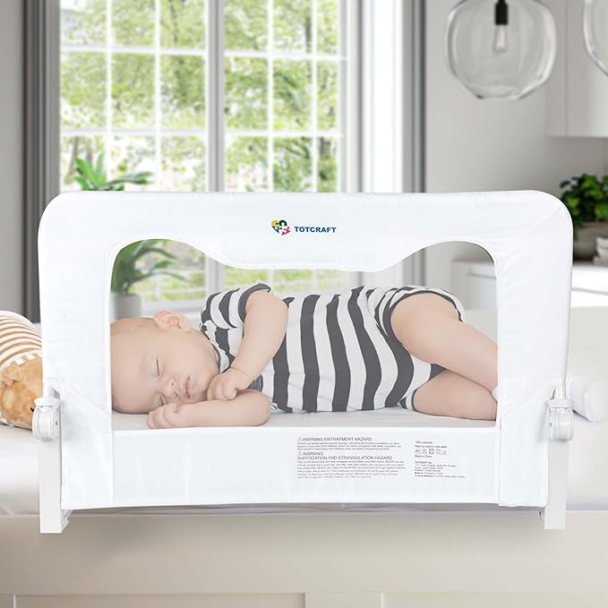 TotCraft Bed Safety Rails for Toddlers - Bed Rail Guard for Queen, King, Full Szie, Twin Mattress Bed (White, 35.5W*23.5H Inch (Regular Extra Tall))