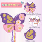 WERNNSAI Butterfly Piñata - Butterfly Birthday Party Supplies Pinata with Stick and Blindfold for Girls Kids Pull String Piñata Family Games Classroom Birthday Party Decorations 16.4” x 12.4”
