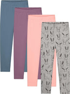 Resinta 4 Packs Toddler and Baby Girls Cotton Leggings Full Length Pants Stretchy Soft Tights Pants for Kids