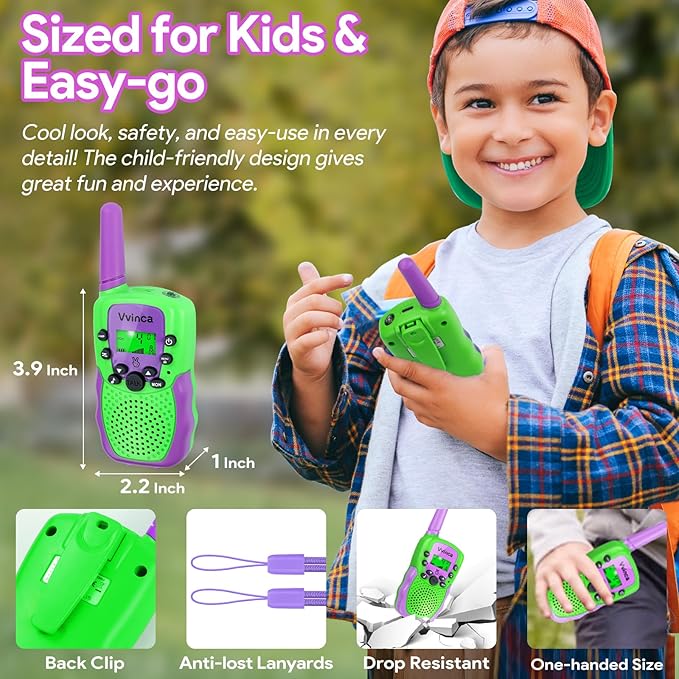 Vvinca Walkie Talkies for Kids Rechargeable, Spider Toys for Ages 3 4 5 6 7 8 9 10 Boys Girls Christmas Birthday Gifts for 3-12 Year Old, 2 Way Radio 22 CH VOX Long Range Walkie Talkie with Flashlight