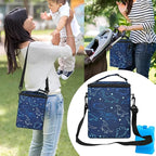 Breastmilk Cooler Bag with Ice Pack Fits 4 Bottles Up to 9 Ounce - Insulated Baby Bottle Cooler for Nursing Moms on the Go with Strap
