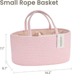 Diaper Caddy Organizer, Empty Gift Basket for Newborn Essentials, Baby Storage Basket, Stylish Gift Bag for Baby Shower, Boys and Girls – Small, Light Pink