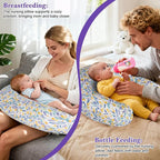 Nursing Pillow for Breastfeeding and Bottle Feeding, Ergonomic Design for Tummy Time & Sitting Support, with Removable & Washable Soft Cover, Hypoallergenic Newborn Baby Pillow for Boys and Girls