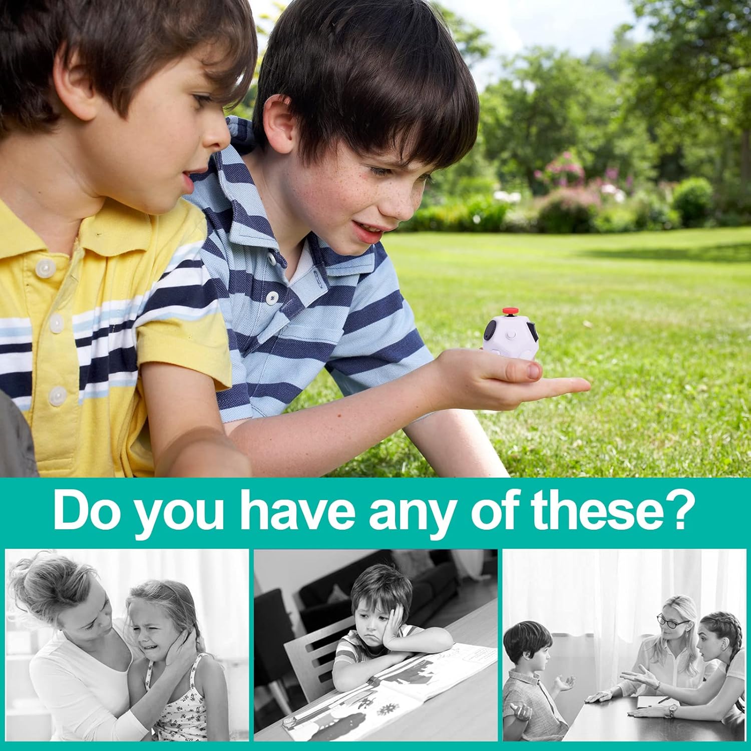 Mini Fidget Toys,12 Sides Finger Cube,Sensory Toys Relief Stress,Autism and Anxiety Depression Anti for Kids Adults Improve Focus (White)