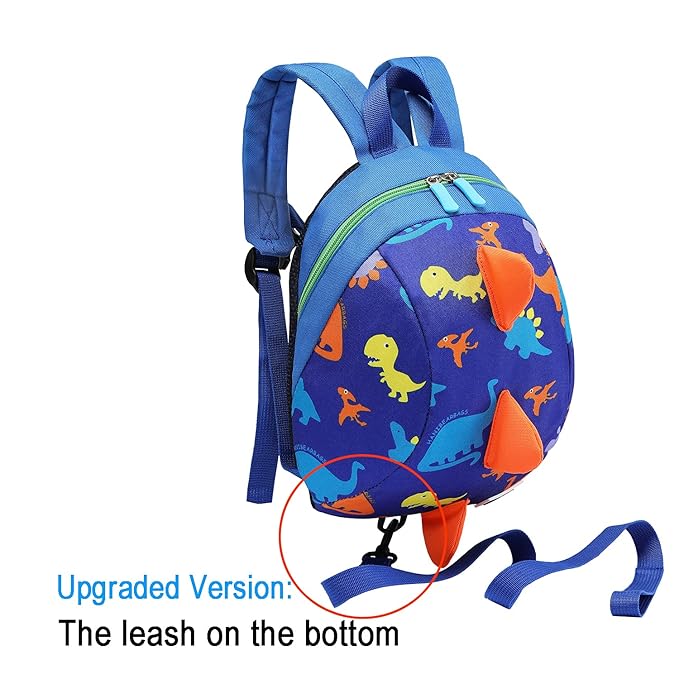 DB Dinosaur Toddler Mini Backpack with Leash, Children Kids Baby Harness Bookbag (Deep Blue)