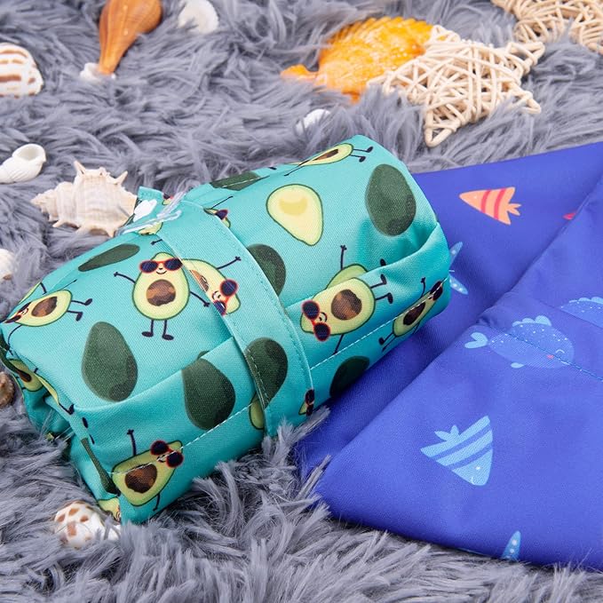 ALVABABY 2pcs Cloth Diaper Wet Dry Bags Waterproof Reusable with Two Zippered Pockets Travel Beach Pool Daycare Soiled Baby Items Yoga Gym Bag for Swimsuits or Wet Clothes LZX4344