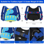 Accmor Toddler Harness with Leash, Cute Dinosaur Kids Harness + Anti Lost Wrist Link, Mini Child Harness Leash Wristband Strap Belt Protector for Baby Boys Girls to Outdoor Travel (Blue)