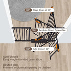 owlie 37.4" Extra Tall Wide Baby Gate for Stairs Doorways,66-75 Inch Extra Large Long Baby Gate with Door Indoor Safety Metal Pressure Mounted Pet Gate with Walk-Thru Auto Close, Black