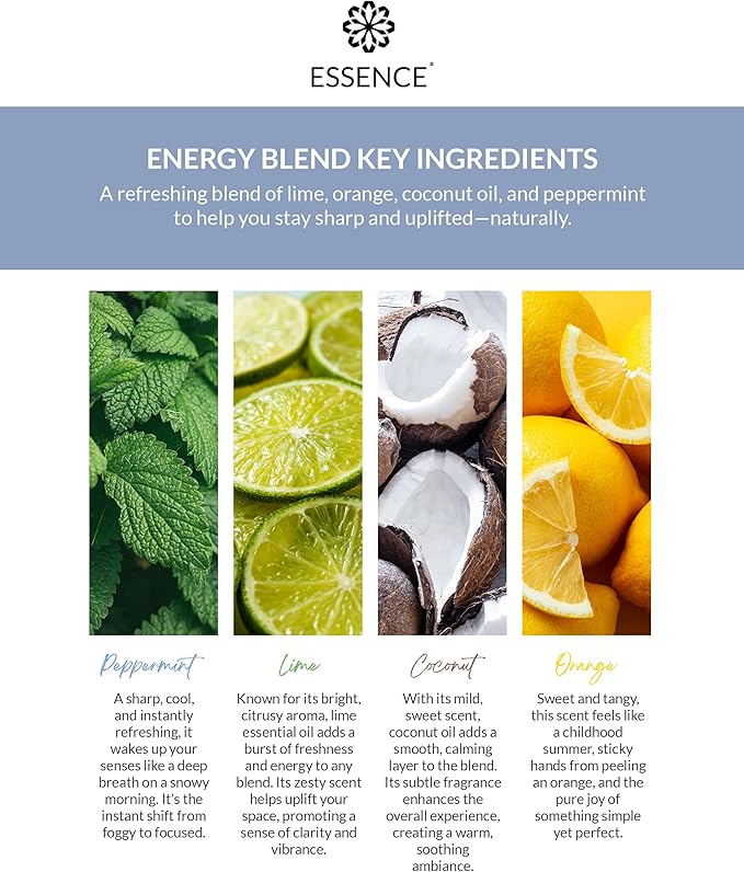 Essence Wearable Aromatherapy Nasal Diffuser – Energy Blend Essential Oil Nose Ring – Personal Scent Clip for Travel, Work & Everyday Use – Made in USA