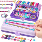 Friendship Bracelet Making Kit with Storage Box,DIY String Bracelet Arts and Craft for Girls Aged 8-12,Kids' Travel Activity Toy Set,Easter Birthday Gifts for Ages 6 7 8 9 10 11 12 Year Old Purple