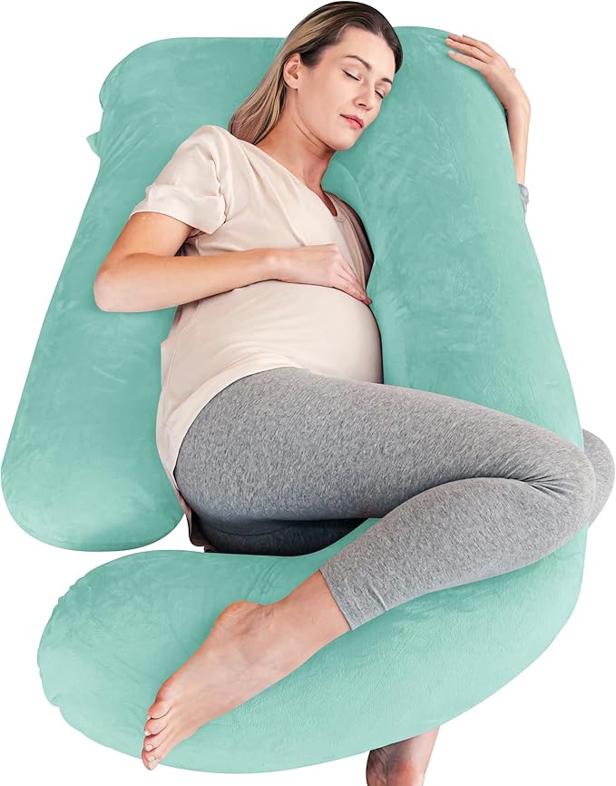 Cute Castle Pregnancy Pillows, Soft U-Shape Maternity Pillow with Removable Cover - Full Body Pillows for Adults Sleeping - Pregnancy Must Haves - Jumbo 57 Inch - Turquoise