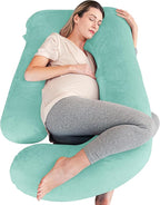 Cute Castle Pregnancy Pillows, Soft U-Shape Maternity Pillow with Removable Cover - Full Body Pillows for Adults Sleeping - Pregnancy Must Haves - Jumbo 57 Inch - Turquoise