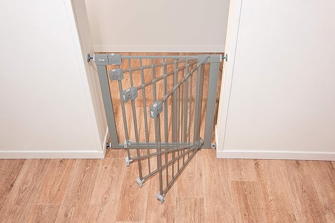 Safety 1st Easy Install Baby Gate for Doorways, Auto-Close Pressure-Mounted Magnetic Latch, Indoor Dog Gates, No Drilling, Fits 29"-38", Grey