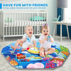 Baby Gym Play Mat, 8-in-1 Ocean Theme Tummy Time Mat & Ball Pit, Washable Baby Activity Play Mat for Visual, Hearing, Sensory, Motor Development, Baby Toys Gift for Toddler Infant 0-3-6-9-12-18 Months