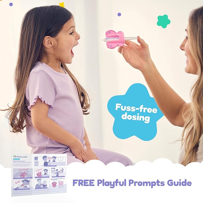 Medicine Dispenser, Butterfly - Liquid Medication Syringe for Newborns, Infants, Babies & Toddlers - Baby Medicine Kit with Pacifier Attachment for Accurate Dosing