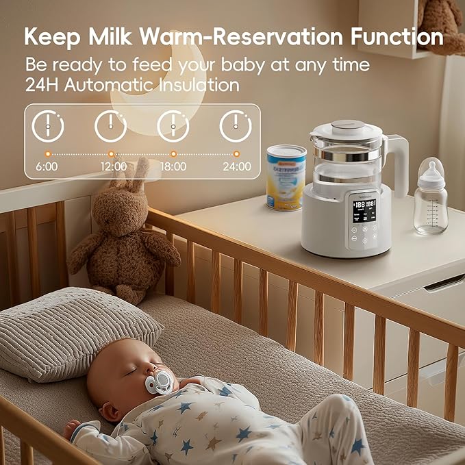 Instant Water Warmer, Baby Bottle Warmer with Faster Cooling Fan and LCD Display, Baby Milk Warmer, Electric Kettle with 6 Temperature Control Presets, Breastmilk Warmer, Boil Tea, Coffee