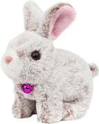 Easfan Hopping Bunny Plush Grey Jumping Spotted Rabbit Ears Nose Moving Educational Plush Toy Interactive Toy Electric for Toddlers Kids