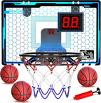 HopeRock Indoor Mini Basketball Hoop for Kids, Basketball Hoops Over The Door with LED Lighting, Mini Hoop with Scoreboard & 3 Balls, Basketball Toys Gifts for 5 6 7 8 9 10 11 12 Year Old Boys Girls